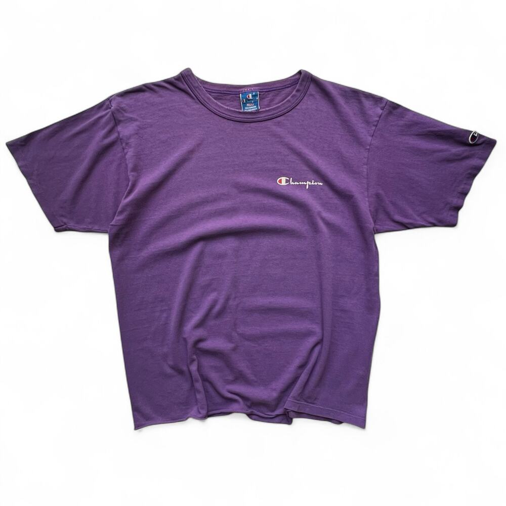 Vintage Champion USA Made Spellout Purple Script T Shirt Single Stitch Tee 80s - Picture 6 of 16